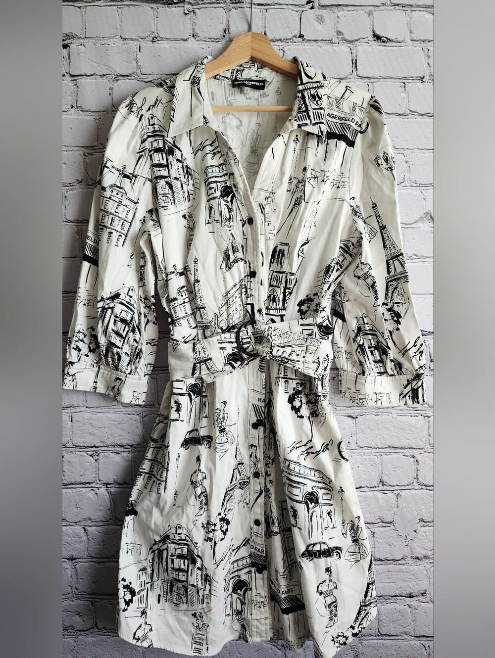 Karl Lagerfeld White & Black Paris Sketch Trench Dress